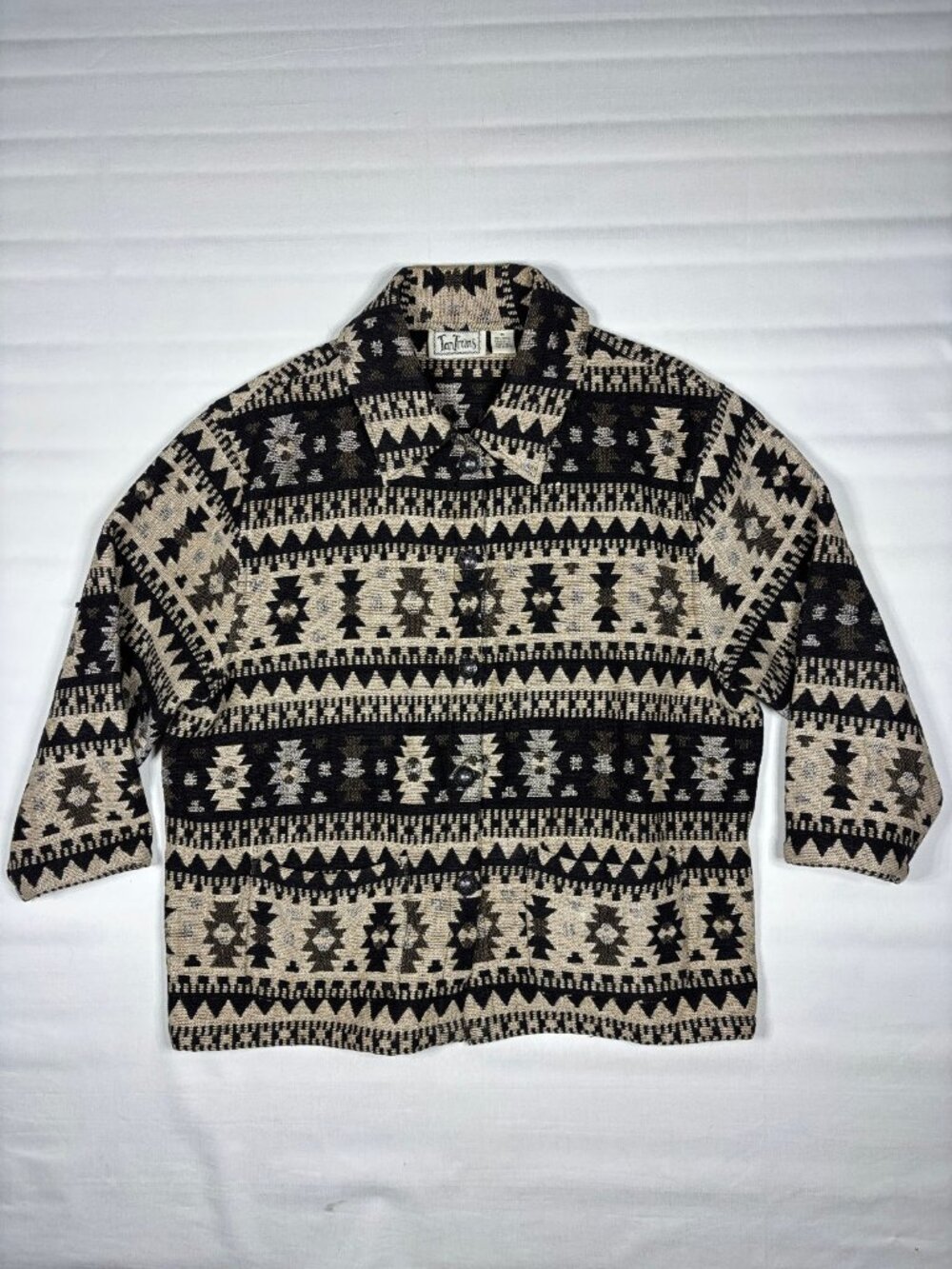 Vintage Flashback Jacket Womens M Tapestry Woven Boho Aztec Southwest Tribal